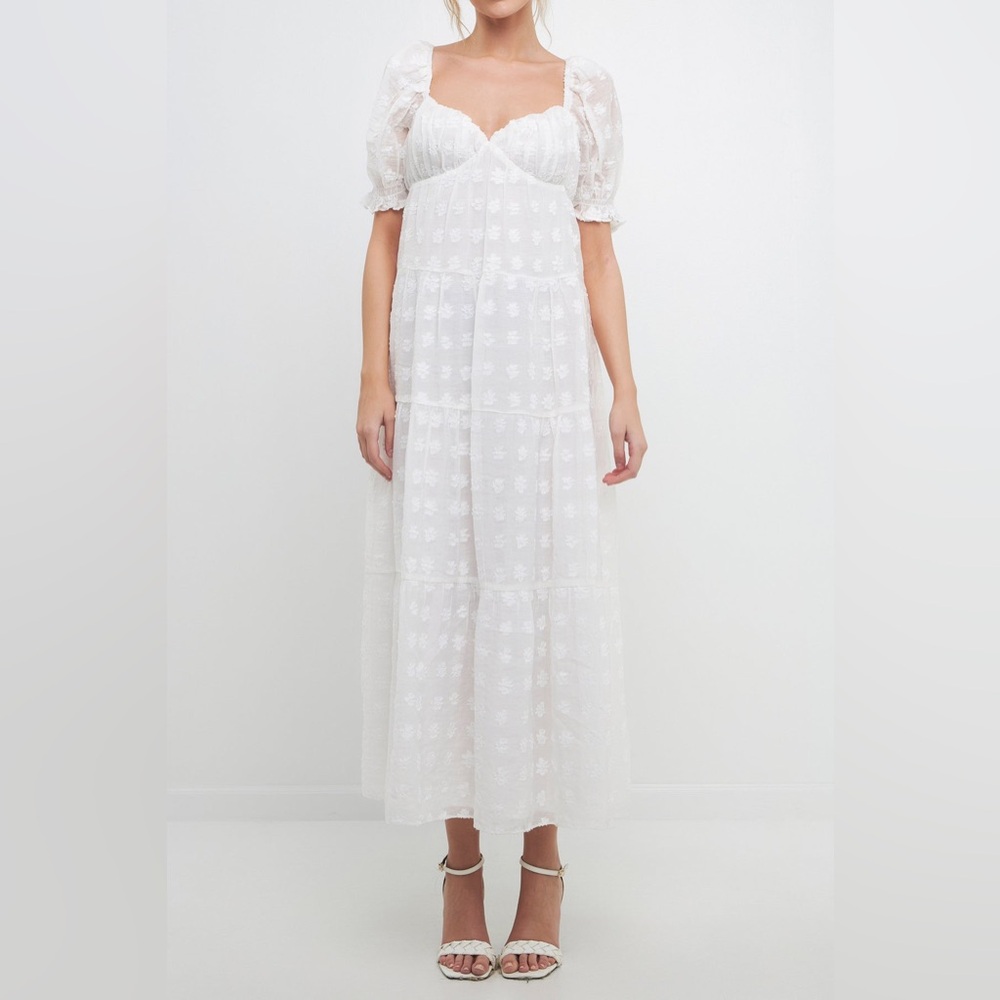 Sweetheart Tiered Short Sleeve Floral Maxi Dress